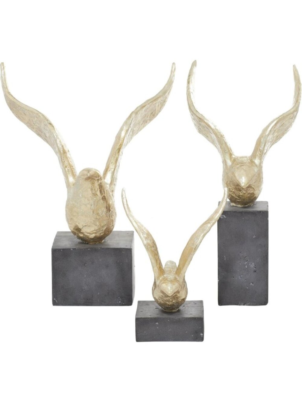 Handmade Decorative Bird Sculptures - Set of 3 Accent Figurines, Gold Home Decor